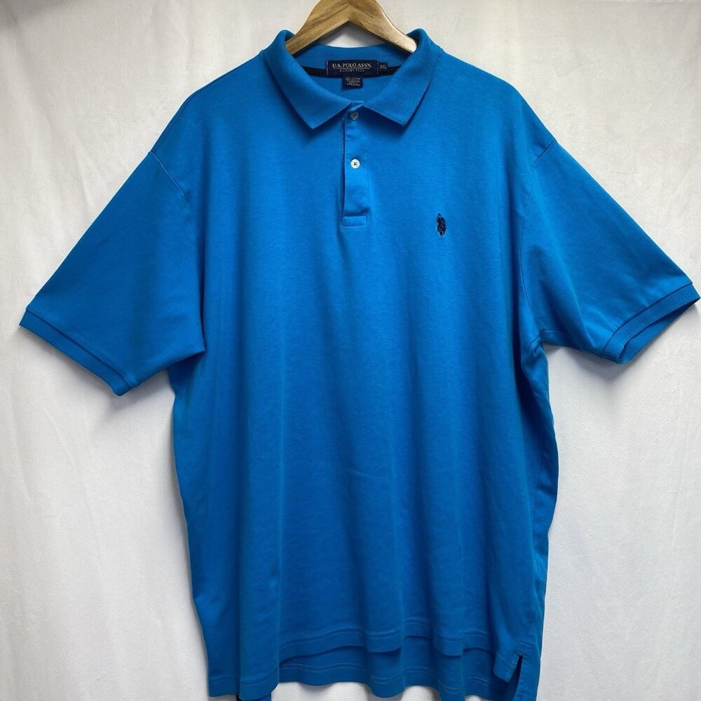 U.S. POLO ASSN. Luxury Feel Short Sleeve Polo Shirt Men Sz XXL Blue 100% Cotton